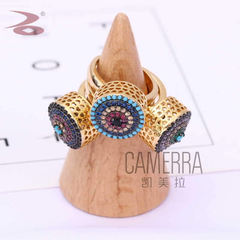 Foreign Trade Hot Selling Product Jewelry Colorful Zircon Inlay Multi-Slice Color Fashion Ring Color Styles