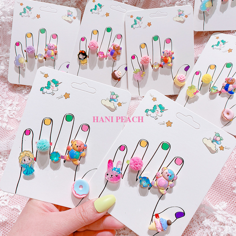 Hd425a06 Korean Summer New Cute Acrylic Princess Fruit Ring Children Baby Jewelry Set