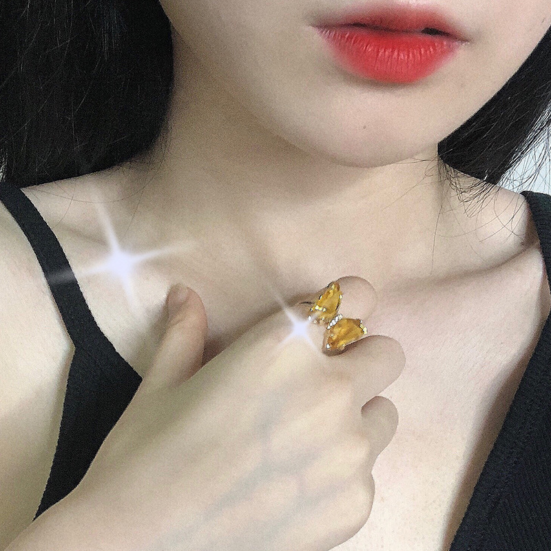 Mori Style Acrylic Butterfly Color Transparent Open Ring Female Instagram Mesh Red Trendy Female Simple Fashion Super Fairy Ring