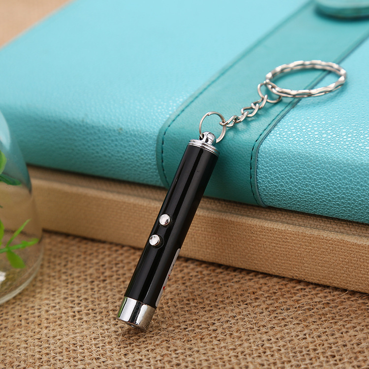 Two-in-one mini LED small flashlight laser small flashlight ring hanging decoration cat funny manufacturer