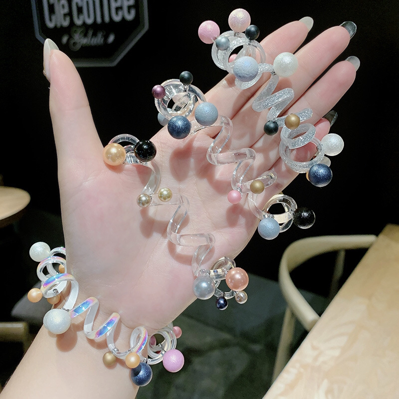 Transparent Telephone ring Color High Stretch Rubber Band Female tie Head Korean Net Red Leather Cover female tie Rope Girls Rubber ring Headwear