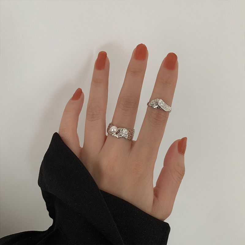 Lava Index Finger 925 Sterling Silver Ring Ins Cold Style Retro Unique Design Texture Pattern Niche Ring Combination
