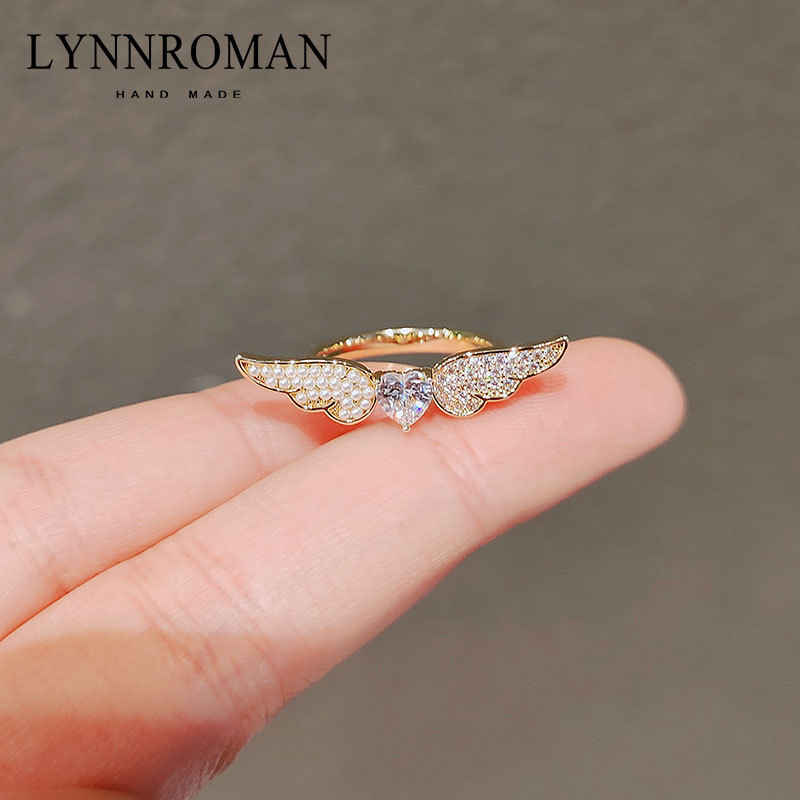 Ring Light Luxury Minority Angel Wings Switchable Index Finger Ring Ins Trendy High Sense Fashion Unique Exquisite Ring Female