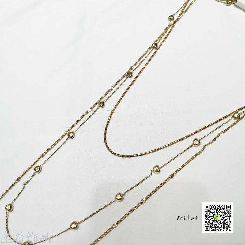 Multi-layer sweater chain simple heart chain women&#039;s long style multi-layer neck chain jewelry choker 100 match act the role of three layer necklace