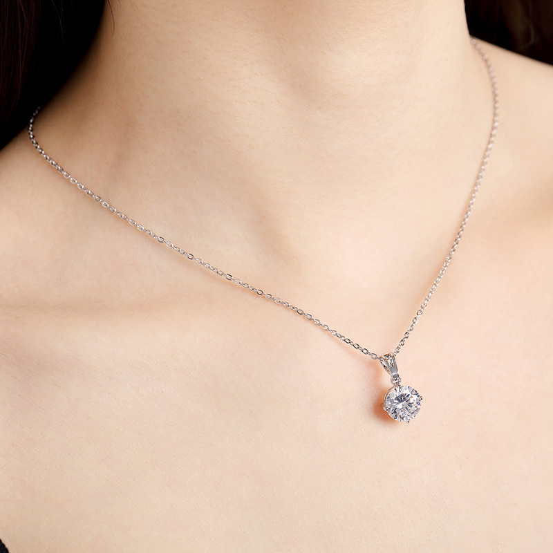 Xuping Jewelry Japanese and Korean Ornament Artificial Zircon Plated White Gold Factory Direct Sales Female Necklace Xuping