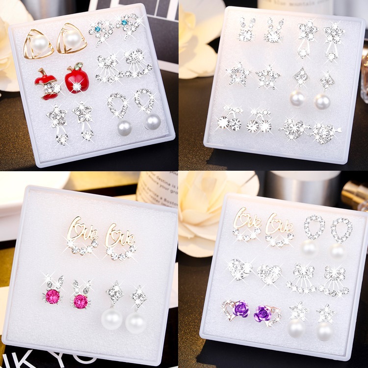 1 Pair/3 Pairs/6 Pairs Ear Studs Boxed All-Match Pentagram Stud Earrings Earrings Ornament