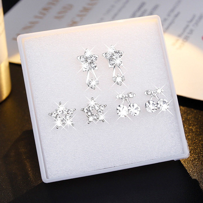 1 Pair/3 Pairs/6 Pairs Ear Studs Boxed All-Match Pentagram Stud Earrings Earrings Ornament