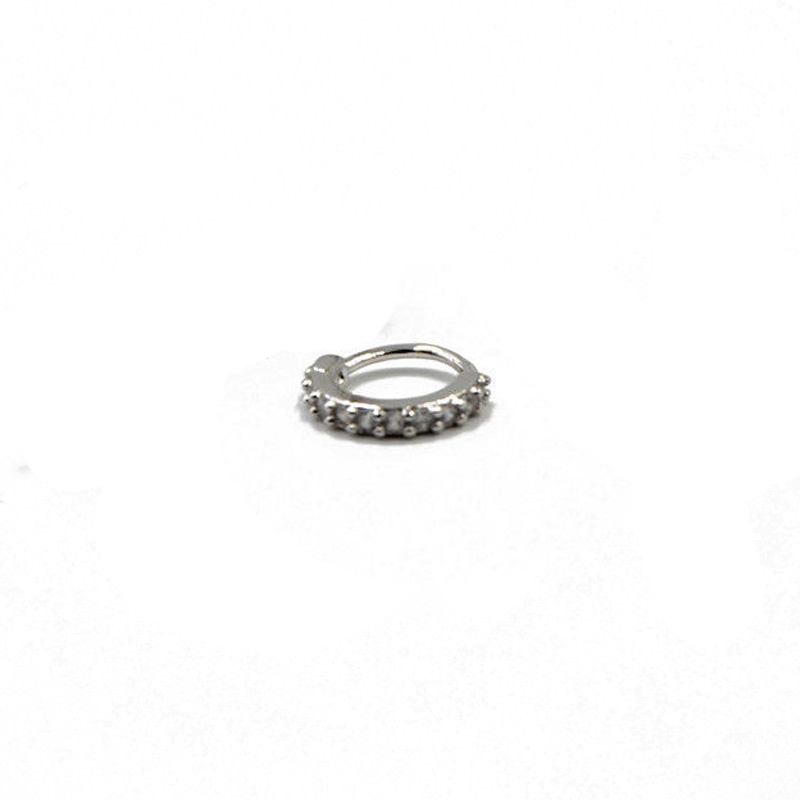 Foreign Trade Cross-Border Top Micro Inlaid Zircon Nose Stud Copper Nose Ring Ear Cartilage Ear Clips and Ear Studs Elegant Silver Foreign Trade Ornament