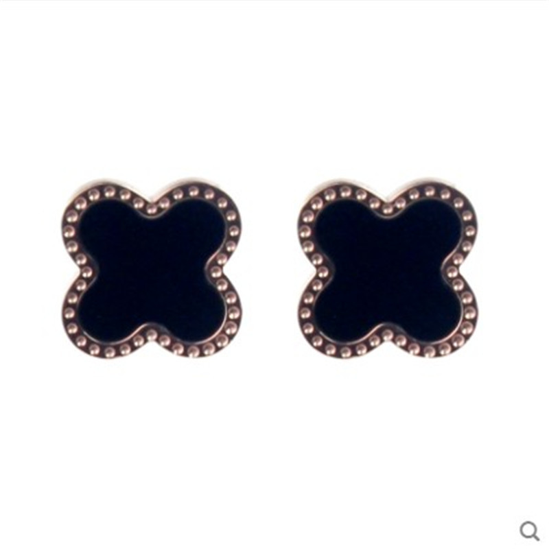 Korean Style Hot Selling Four-Leaf Clover Titanium Steel Ear Studs Female Versatile Elegant Earrings Rose Gold Stud Earrings Factory Direct Sales