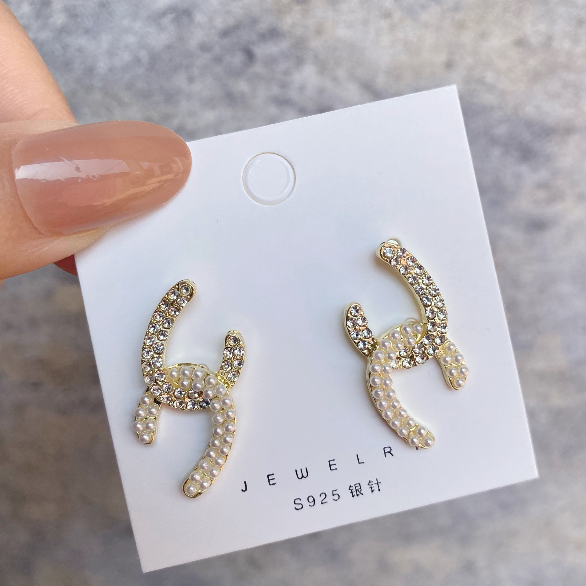 Sterling Silver Needle Stud Earrings for Women Korean Style New Temperament Wild Bow Earrings Simple Pearl Earrings Ear Studs Wholesale