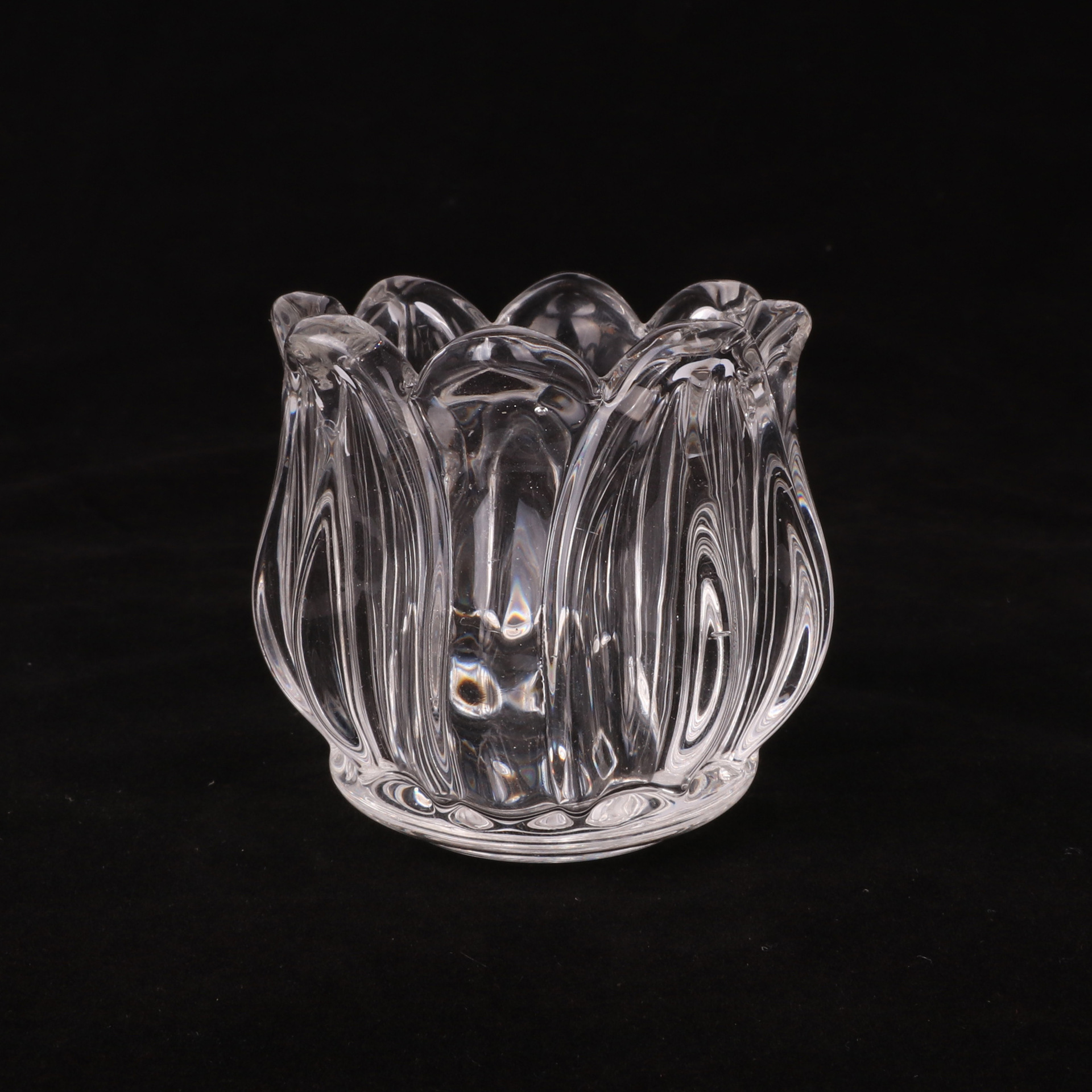 Tulip Flower Glass Candlestick Wax Tank Crystal Glass Cup Wedding Candlestick Decoration Props Lamp Accessories Wholesale