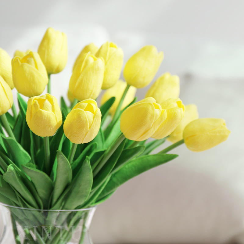 Pu Mini Tulip Artificial Flower Wedding Home Artificial Flower Photographic Prop Decorative Accessories Holding Flower