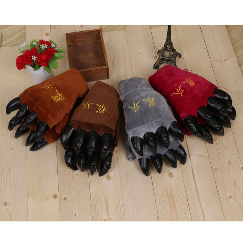 Children&#039;s embroidered leather gloves with gloves in winter.