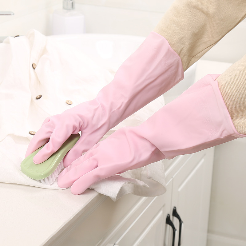 Kitchen Wash dishes latex rubber plastic washing clothes wooden household cleaning gloves