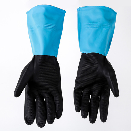 Two - color natural latex gloves household cleaning car cleaning gloves washing dishes waterproof household gloves wholesale 100 g