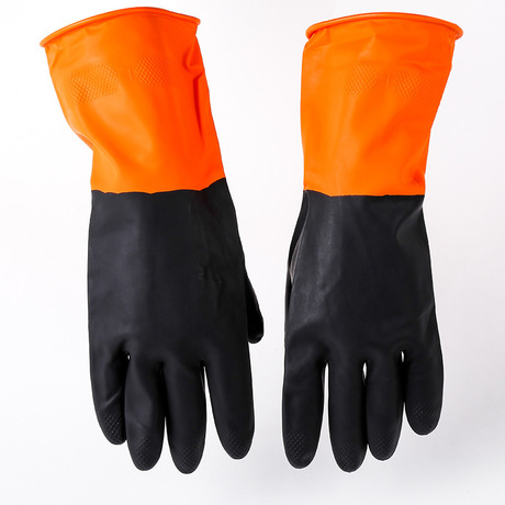 Two - color natural latex gloves household cleaning car cleaning gloves washing dishes waterproof household gloves wholesale 100 g