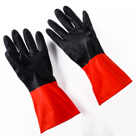 Two - color natural latex gloves household cleaning car cleaning gloves washing dishes waterproof household gloves wholesale 100 g