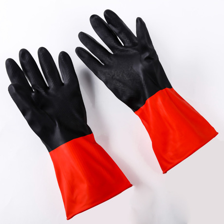 Two - color natural latex gloves household cleaning car cleaning gloves washing dishes waterproof household gloves wholesale 100 g