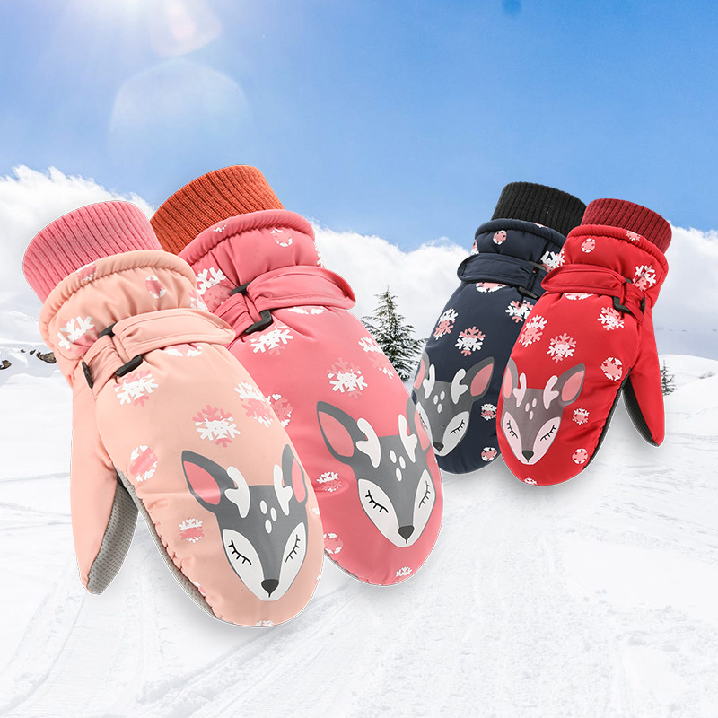 New Children&#039;s Ski Gloves Boys and Girls Baby Cold Protection in Winter Windproof Waterproof Non-Slip Three-Layer Warm Outdoor