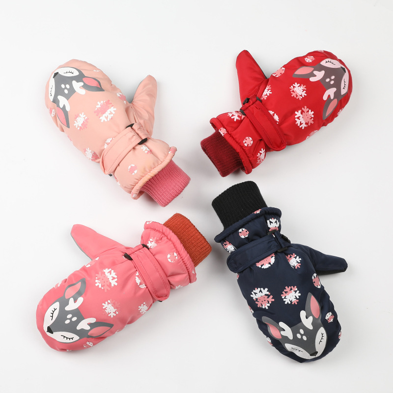 New Children&#039;s Ski Gloves Boys and Girls Baby Cold Protection in Winter Windproof Waterproof Non-Slip Three-Layer Warm Outdoor