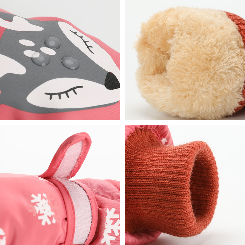 New Children&#039;s Ski Gloves Boys and Girls Baby Cold Protection in Winter Windproof Waterproof Non-Slip Three-Layer Warm Outdoor