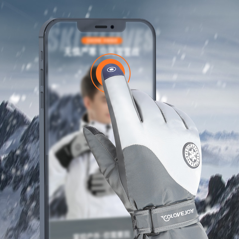 New Ski Gloves Men&#039;s and Women&#039;s Autumn and Winter Outdoor Touch Screen Fleece-Lined Warm Riding Gloves Cold-Proof Non-Slip Gloves Sk16