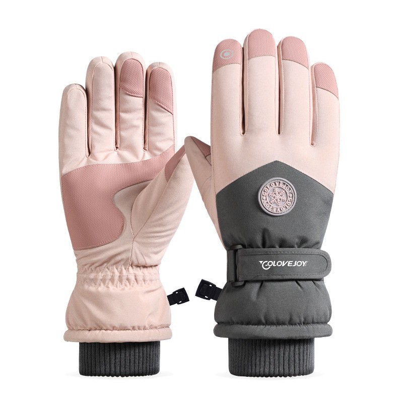 Autumn and Winter Sports Ski Gloves Outdoor Waterproof Windproof Thickening Fleece-Lined Thermal Electric Car Riding Gloves Female SK15