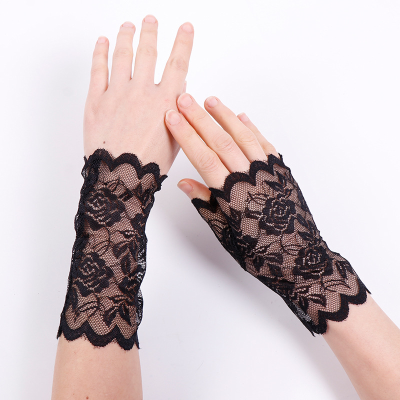 Sun Protection Gloves Summer Open Finger Driving Outdoor Sports Ladies Adult Half Thin Gloves Lace Gloves