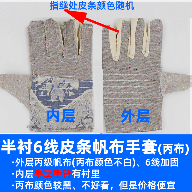[Factory] Canvas Gloves Labor Protection Gloves Welding Protection Factory Double Layer 24 Line 6 Line Single Layer 12 Line White Nail