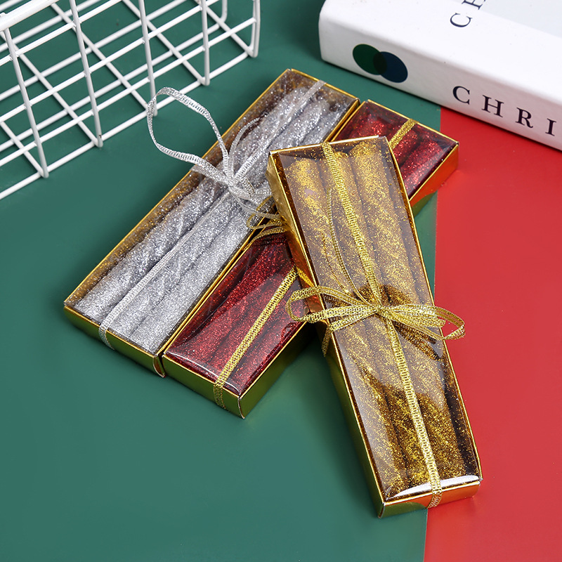 Thread Candle Wedding Party Baking Atmosphere Long Brush Holder Wax Pack Table Decorative Ornaments 3 Colors One Box Set Candle