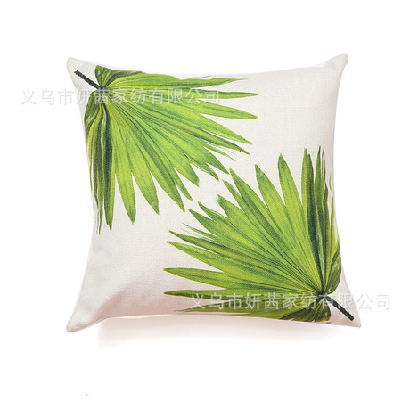 Tropical Plants Cotton and Linen Cushion Case Amazon Wish Hot Sale Back Seat Cushion Home Pillow Wholesale