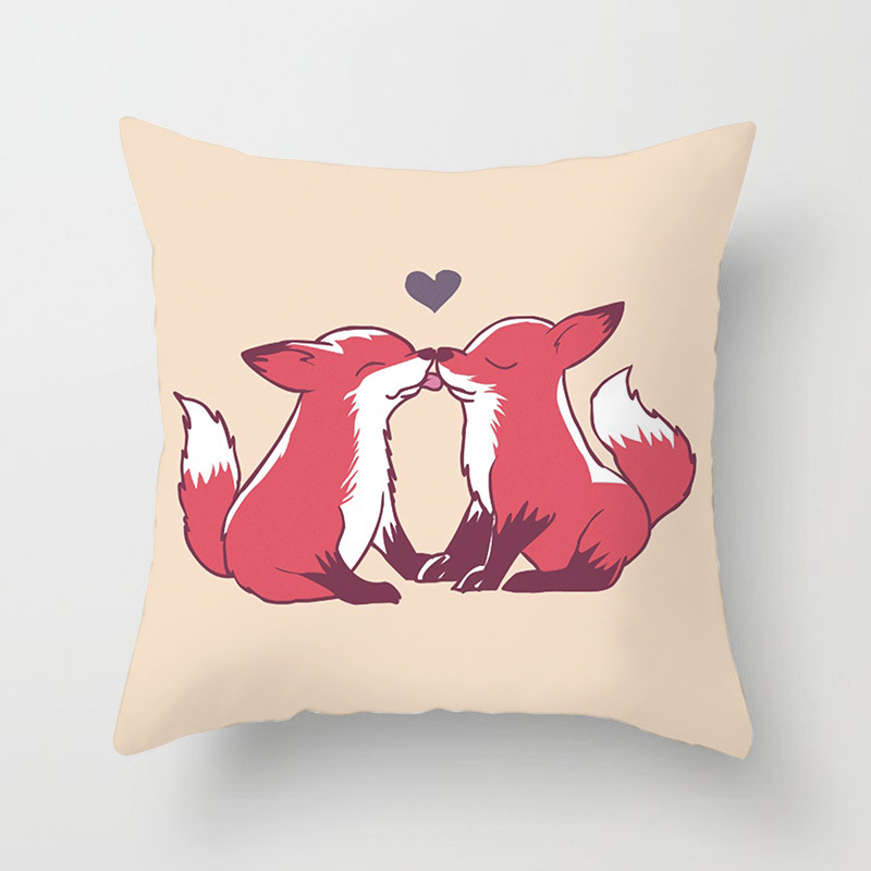 Animal Cushion Pillow Cover Wholesale Cartoon Couple Dog Office Pillow Cover Customized Back Seat Cushion Waist Pillow