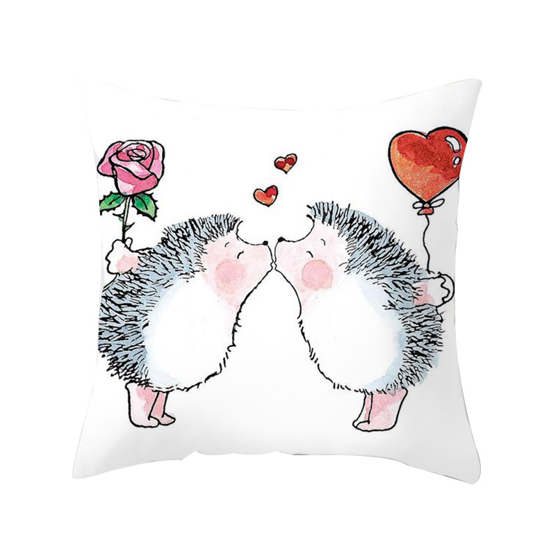 Animal Cushion Pillow Cover Wholesale Cartoon Couple Dog Office Pillow Cover Customized Back Seat Cushion Waist Pillow