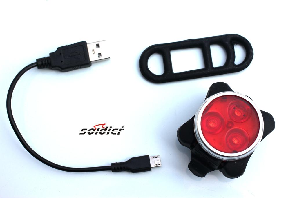 Mountain bike car charging at night USB //3LED super bright LED lamp headlights taillights