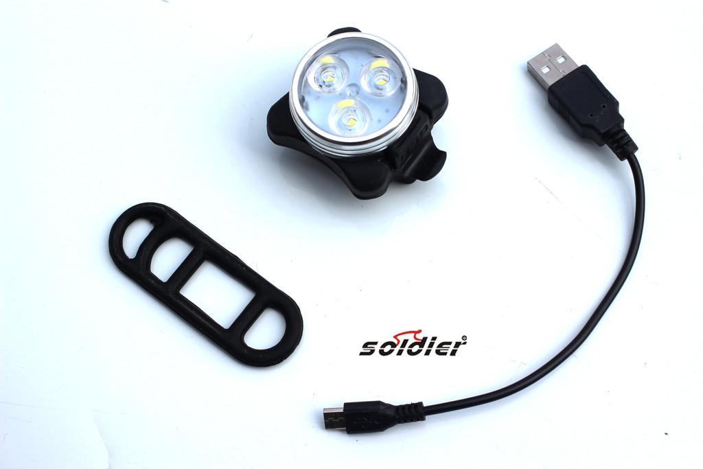 Mountain bike car charging at night USB //3LED super bright LED lamp headlights taillights