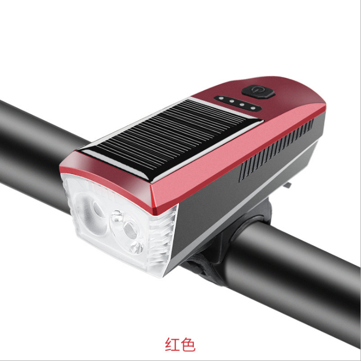 Fy-327usb charging solar bicycle headlights charging horn headlights car headlights riding flashlight lights