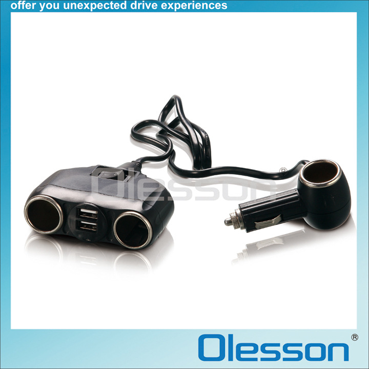 One-To-Three Car Pipe Charger Cigarette Lighter Dual USB One-To-Three Car Charger Car Cigarette Lighter 1630