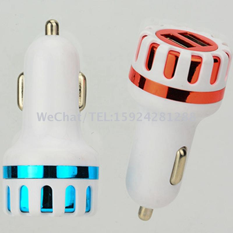 The new solar flower dual USB car charger is full of color electroplating car charger smart one tow two