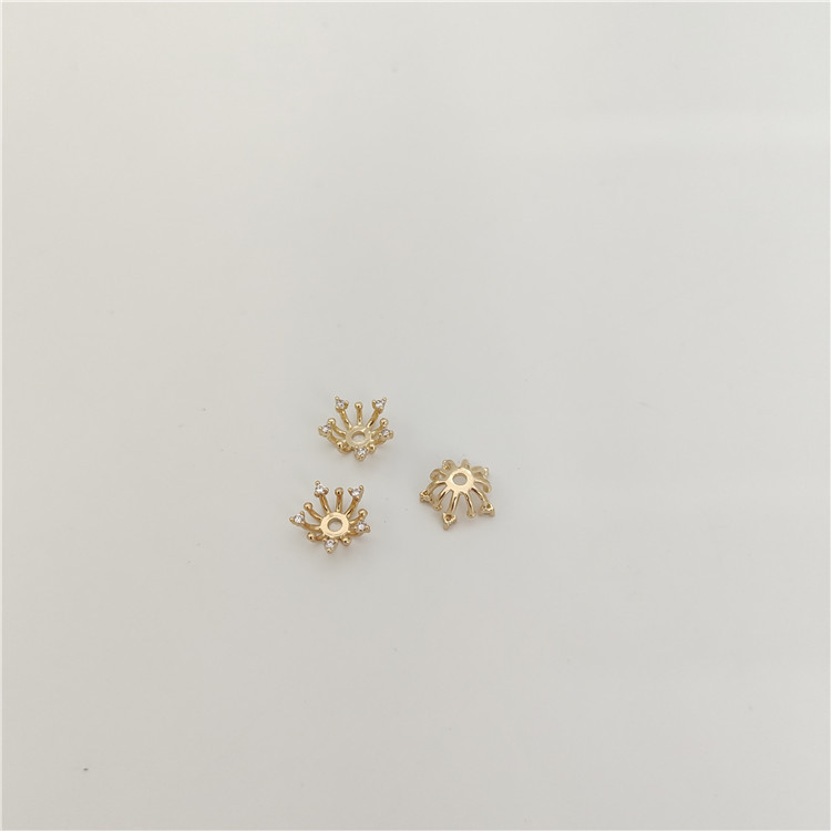 DIY Pure Copper Flower Heart Micro Inlaid Zircon Stamen Base Support Antiquity Hair Clasp Hair Accessories Headdress Accessories Material