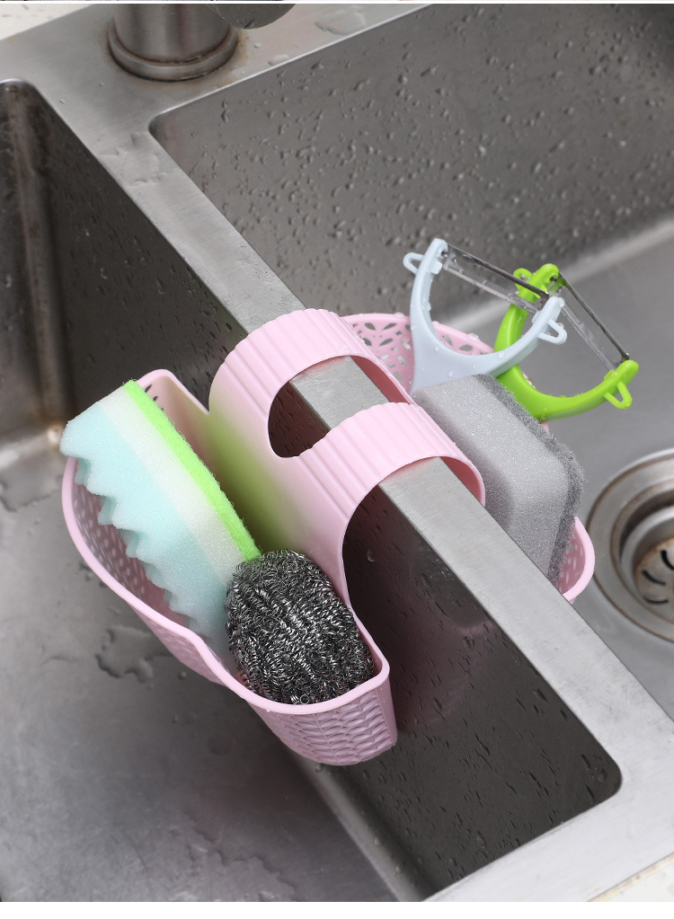 Kitchen Sink Drainage Basket Japanese-Style Simple Hollow-out Hanging Bag Multi-Functional Plastic Storage Basket Sundries Storage Finishing Kitchen Sink Drainage Basket Japanese-Style Simple Hollow-out Hanging Bag Multi-Functional Plastic Storage Basket Sundries Storage Finishing
