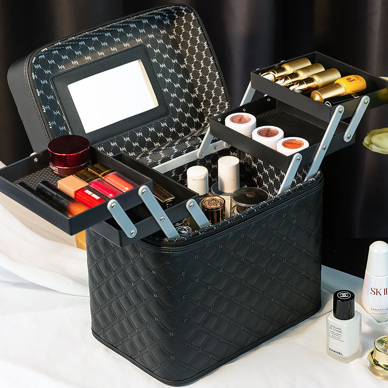 Cosmetic Bag 2020 New Home Large Capacity Portable Portable Cosmetics Storage Box Multi-Functional Multi-Layer Cosmetic Case