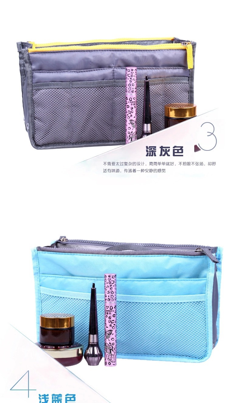New Korean Style Double Zipper Bag Middle Bag Storage Bag Hand-Carrying Multifunctional Makeup Multi Functional Bag