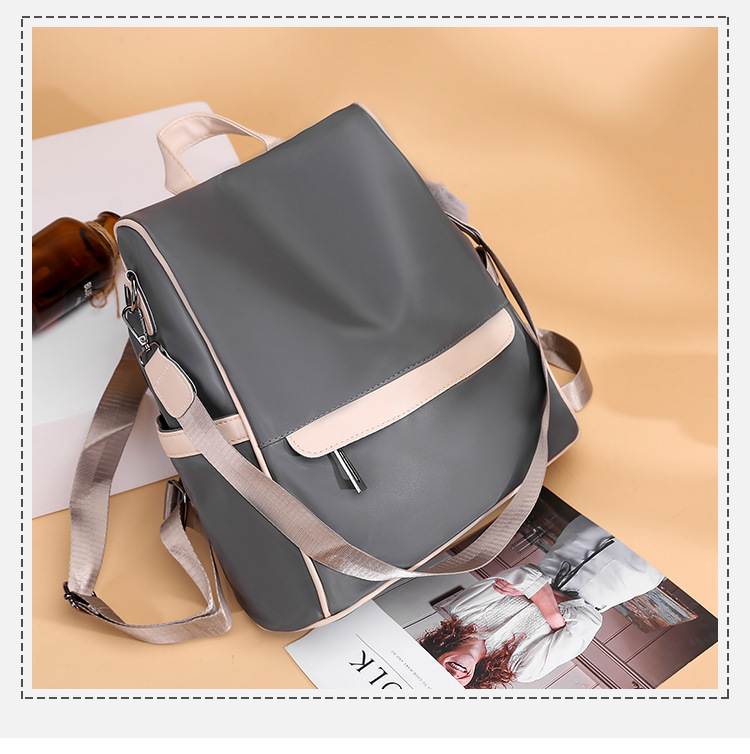 Anti-Theft Backpack for Women 2020 New European and American Stitching Pu Large Capacity Schoolbag Solid Color Simple Multi-Functional Shoulder Bag Anti-Theft Backpack for Women 2020 New European and American Stitching Pu Large Capacity Schoolbag Solid Color Simple Multi-Functional Shoulder Bag