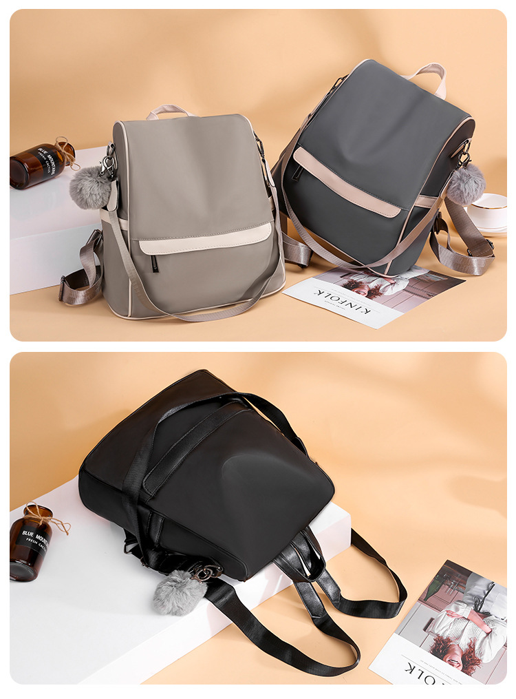 Anti-Theft Backpack for Women 2020 New European and American Stitching Pu Large Capacity Schoolbag Solid Color Simple Multi-Functional Shoulder Bag Anti-Theft Backpack for Women 2020 New European and American Stitching Pu Large Capacity Schoolbag Solid Color Simple Multi-Functional Shoulder Bag