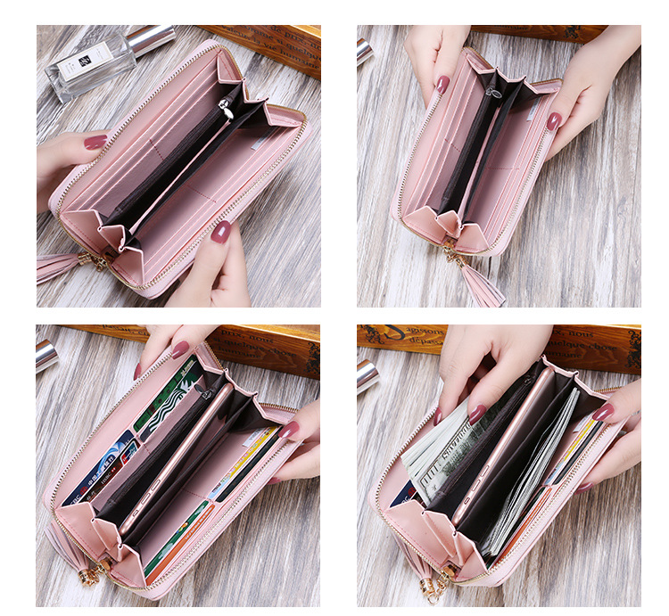 2019 New Korean Women's Wallet Long Multi-Functional Tassel Clutch Card Holder Zipper Coin Purse Mobile Phone Bag 2019 New Korean Women's Wallet Long Multi-Functional Tassel Clutch Card Holder Zipper Coin Purse Mobile Phone Bag