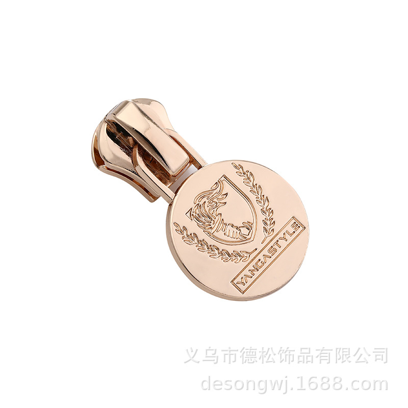 Zipper Head Supply Manufacturers Come to Picture Logo Custom Alloy Metal Styles Diverse Clothing Packaging Bag Zipper Pull Tab