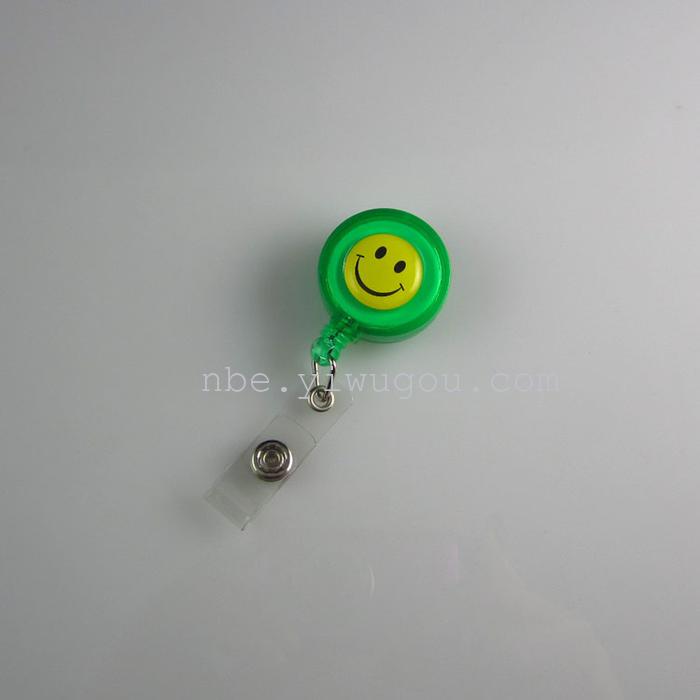 Smiley face badge easy pull tab to easily pull the telescopic buckle waist snap ID sets wire grip transparent card holder promotional hard