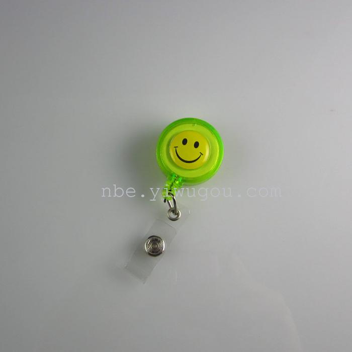 Smiley face badge easy pull tab to easily pull the telescopic buckle waist snap ID sets wire grip transparent card holder promotional hard