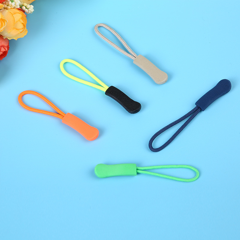 Manufacturer Men's Sportswear Drawstring Injection TPU Environmental Protection Pull Card Zipper Tail Pull Tab Rope Zipper Head