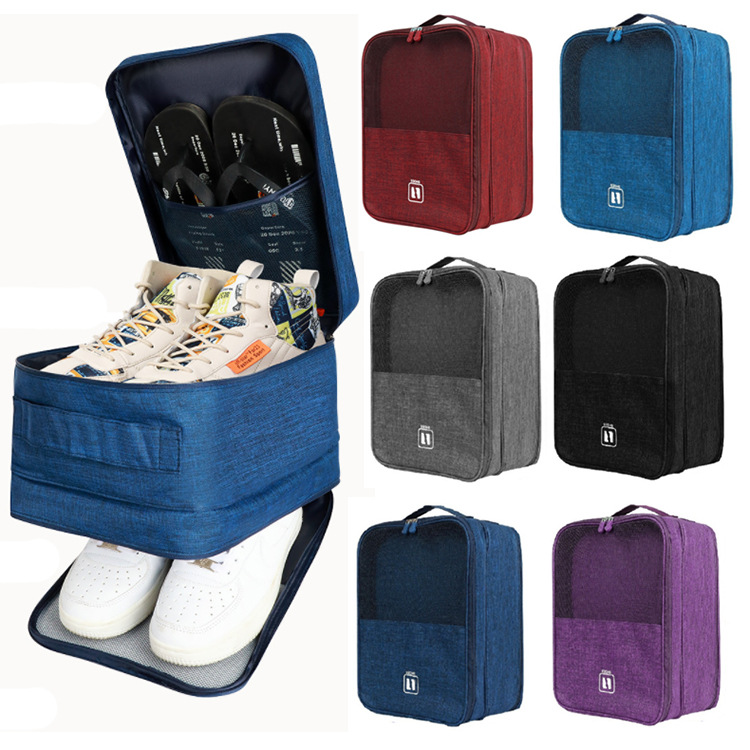 Spot Travel Shoes and Bags Shoes Storage Box Three-Layer Portable Storage Shoe Bag Plug Trolley Case Pannier Bag Soccer Shoes Bag